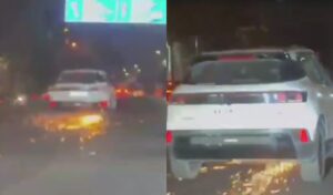 Video: सड़क पर चिंगारी उगलते हुए दौड़ रही थी SUV, लोगों ने 500 मीटर पीछा कर रुकवाई गाड़ी, फिर सामने आई हकीकत​on December 26, 2025 at 7:41 am