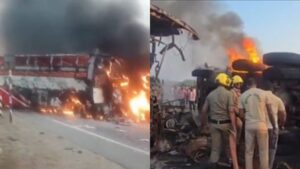 VIDEO: ट्रक से टकराई यात्री बस, आग के गोले में तब्दील हुए दोनों वाहन, 8 जिंदा जले; 18 गंभीर रूप से घायल​on March 26, 2026 at 3:11 am