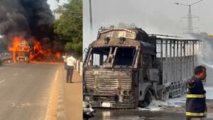 नेशनल हाईवे पर चलते ट्रक में लगी भीषण आग, देखते ही देखते जलकर हो गया खाक, मचा हड़कंप​on April 22, 2026 at 3:43 pm