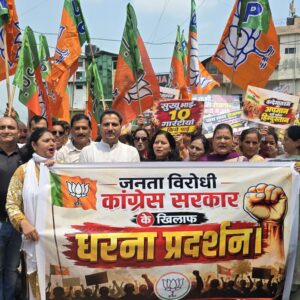 सुंदरनगर में BJP का सरकार के खिलाफ प्रदर्शन:MLA राकेश जमवाल के नेतृत्व में दिया धरना; कहा-रोजगार देने में सरकार नाकाम