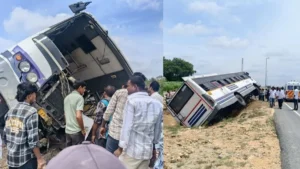 हाईवे पर अचानक पलटी बस, 20 यात्री घायल, टायर फटने से हुई दुर्घटना CCTV में कैद​on September 23, 2026 at 7:05 am